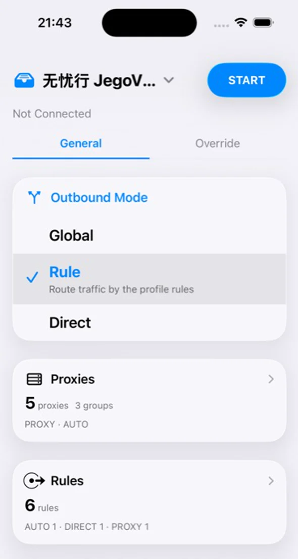 Clash Home on iPhone while disconnected, with the Profile control at the top