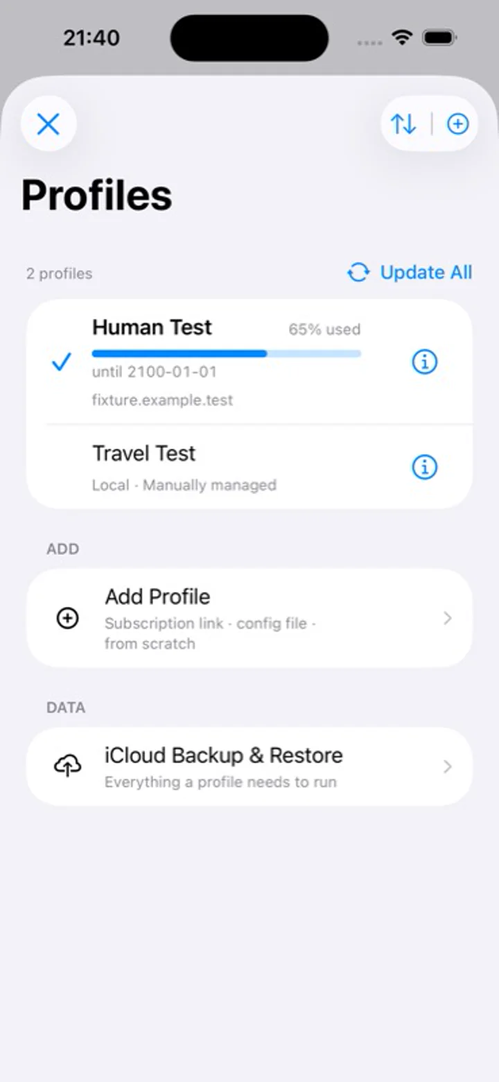 iPhone 配置页面中被标出的添加配置入口