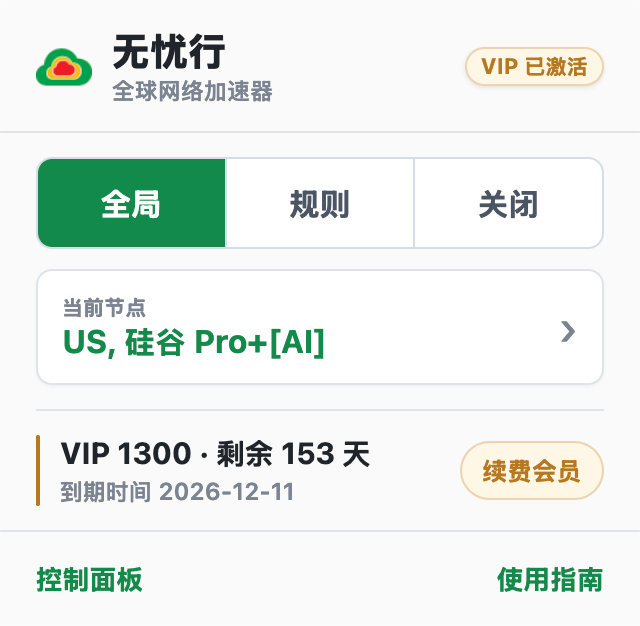 无忧行使用硅谷 AI 节点和全局模式访问 Google AI 产品