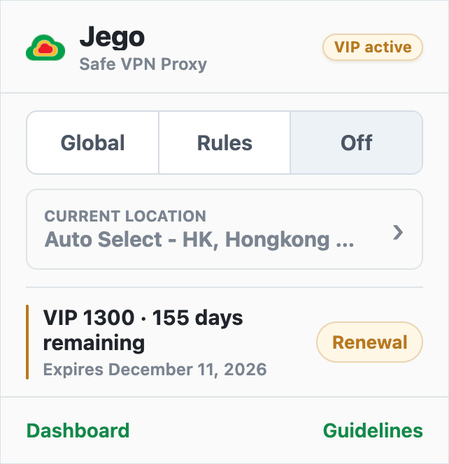Jego member extension in Off mode